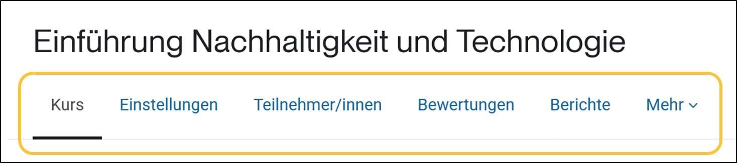 Screenshot des Secondary-Navigation-Menüs mit Optionen wie Einstellungen