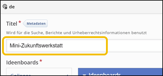 Eingabe eines Titels