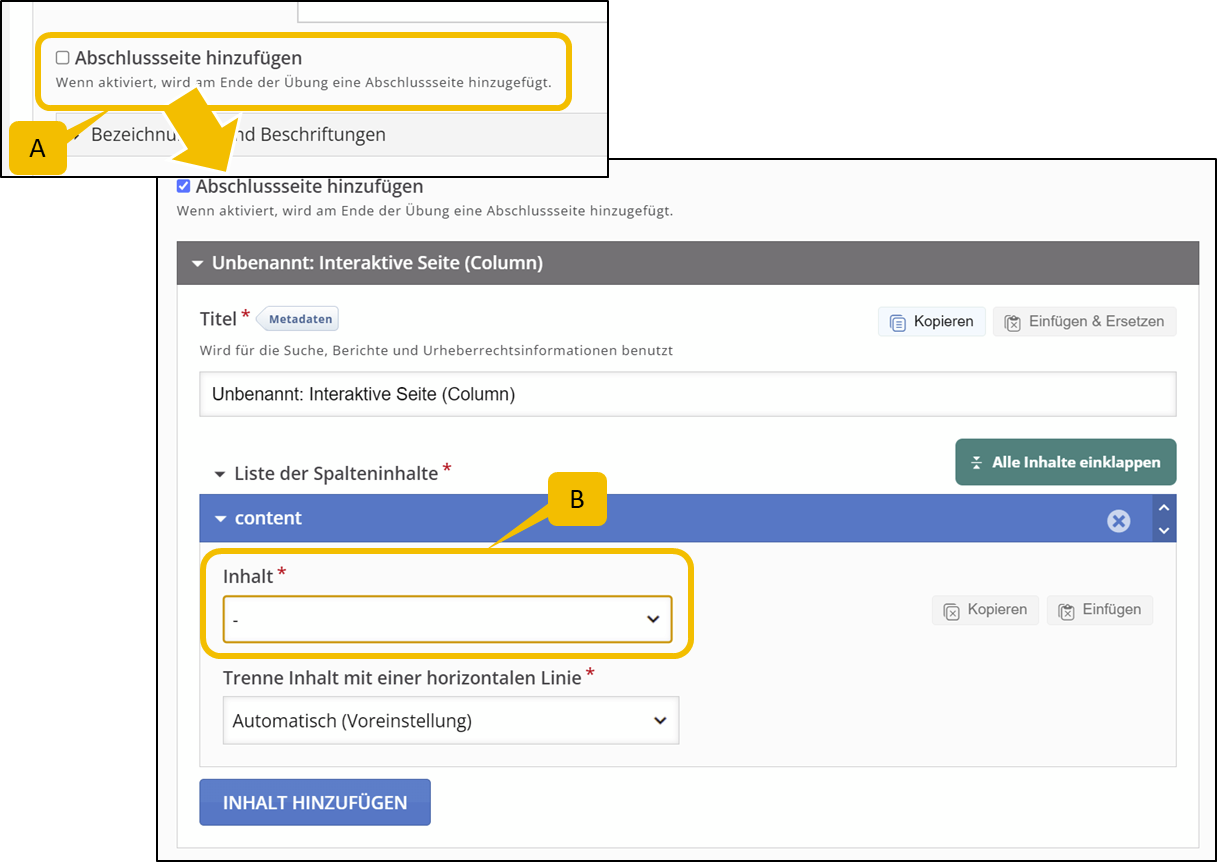 Optionale Abschlusseite/ Summary Screen hinzufügen