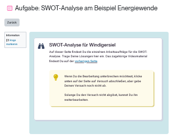 Screenshot des Aufgabenbogens.
