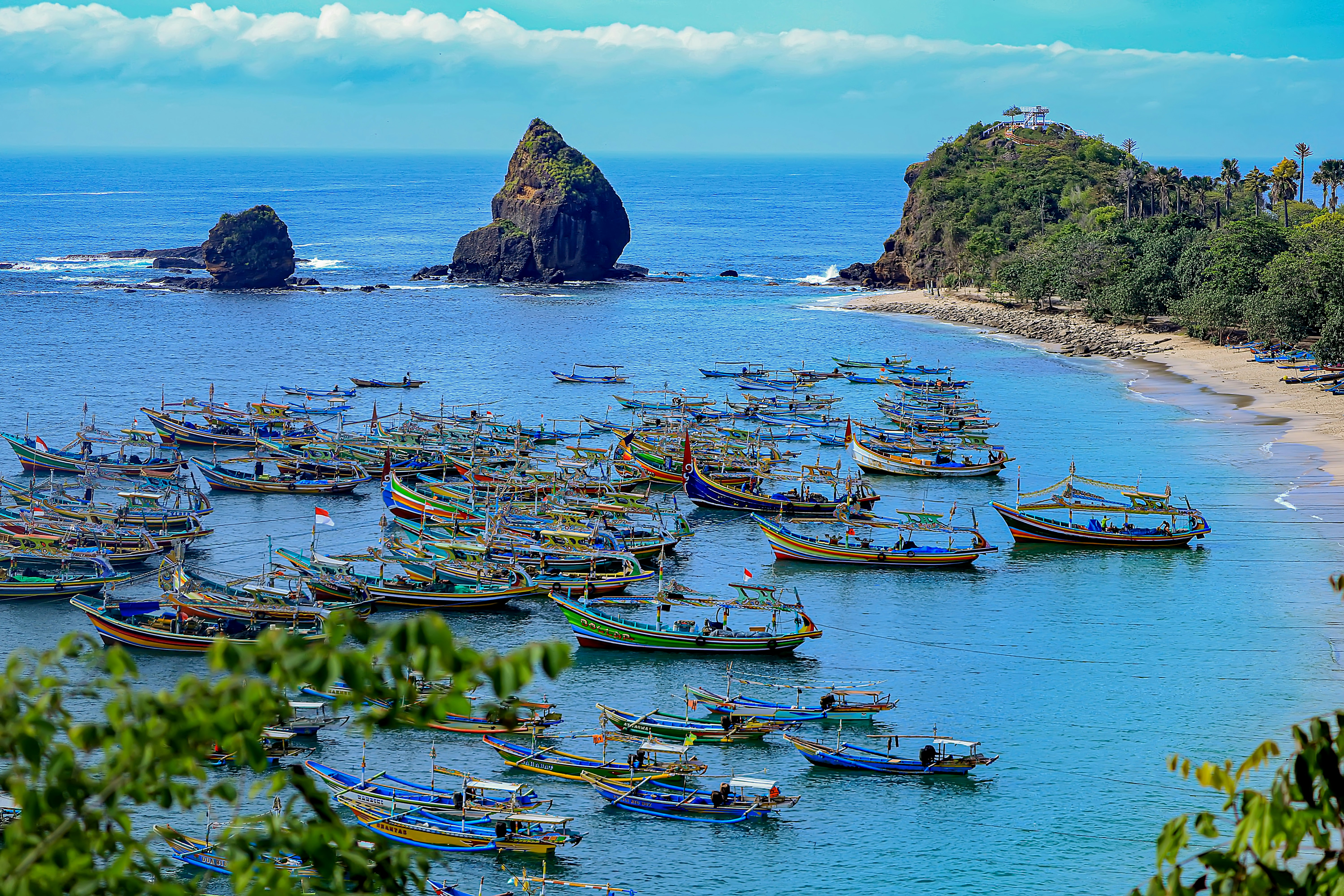 Fischerei in Pantai Papuma, East Java, Indonesia