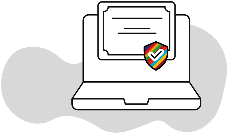 Laptop mit digitaler verifizierter Leistungsbescheinigung